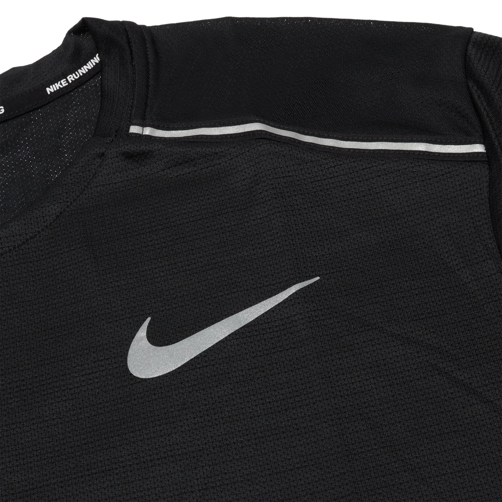 Chest view of Nike Dri-FIT 1.0 Black Miler Running T Shirt AJ7565-010